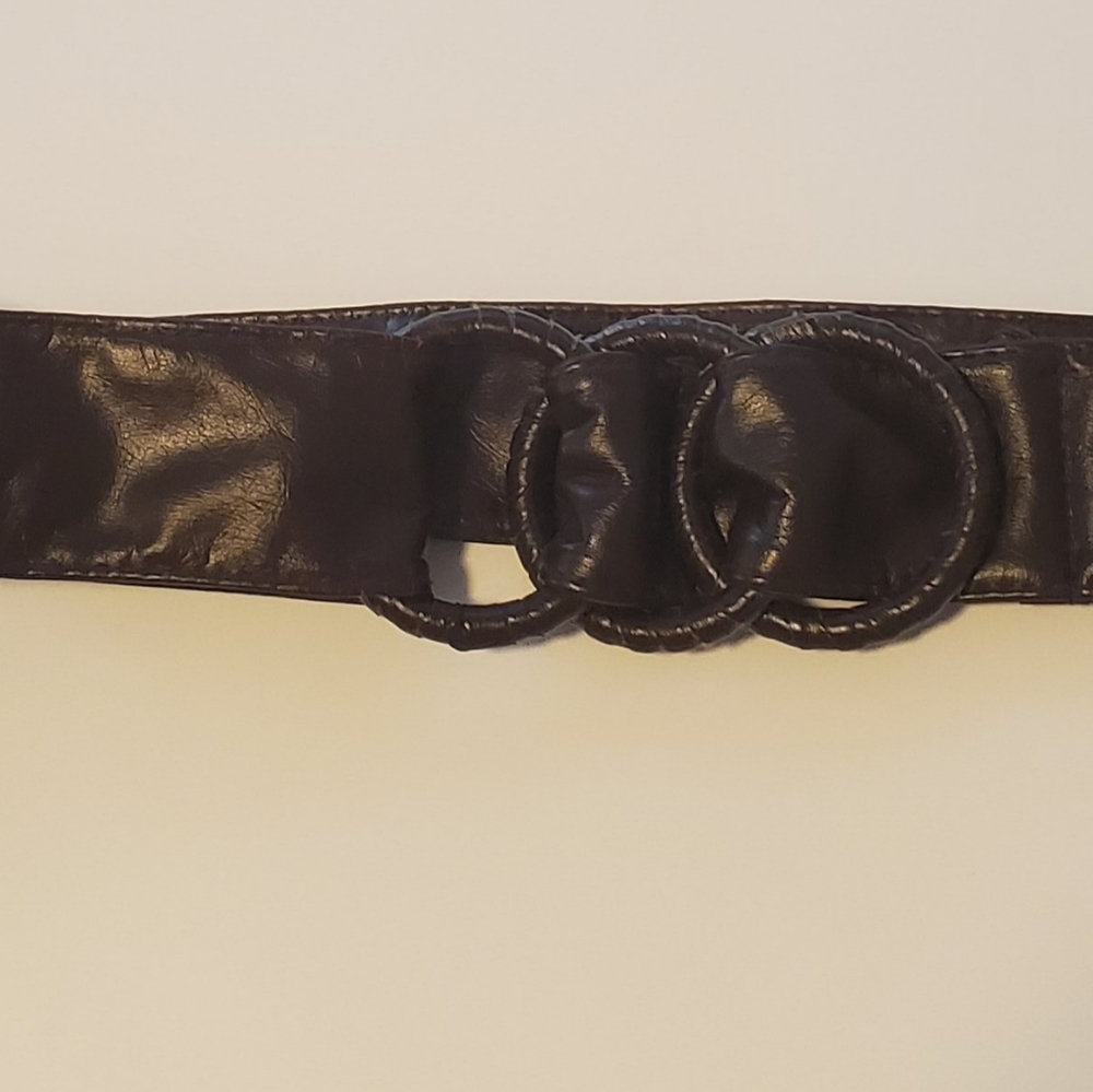 Forever21 Brown pleather medium high-waisted snap-button belt
